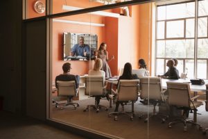 Business people having teleconference in meeting